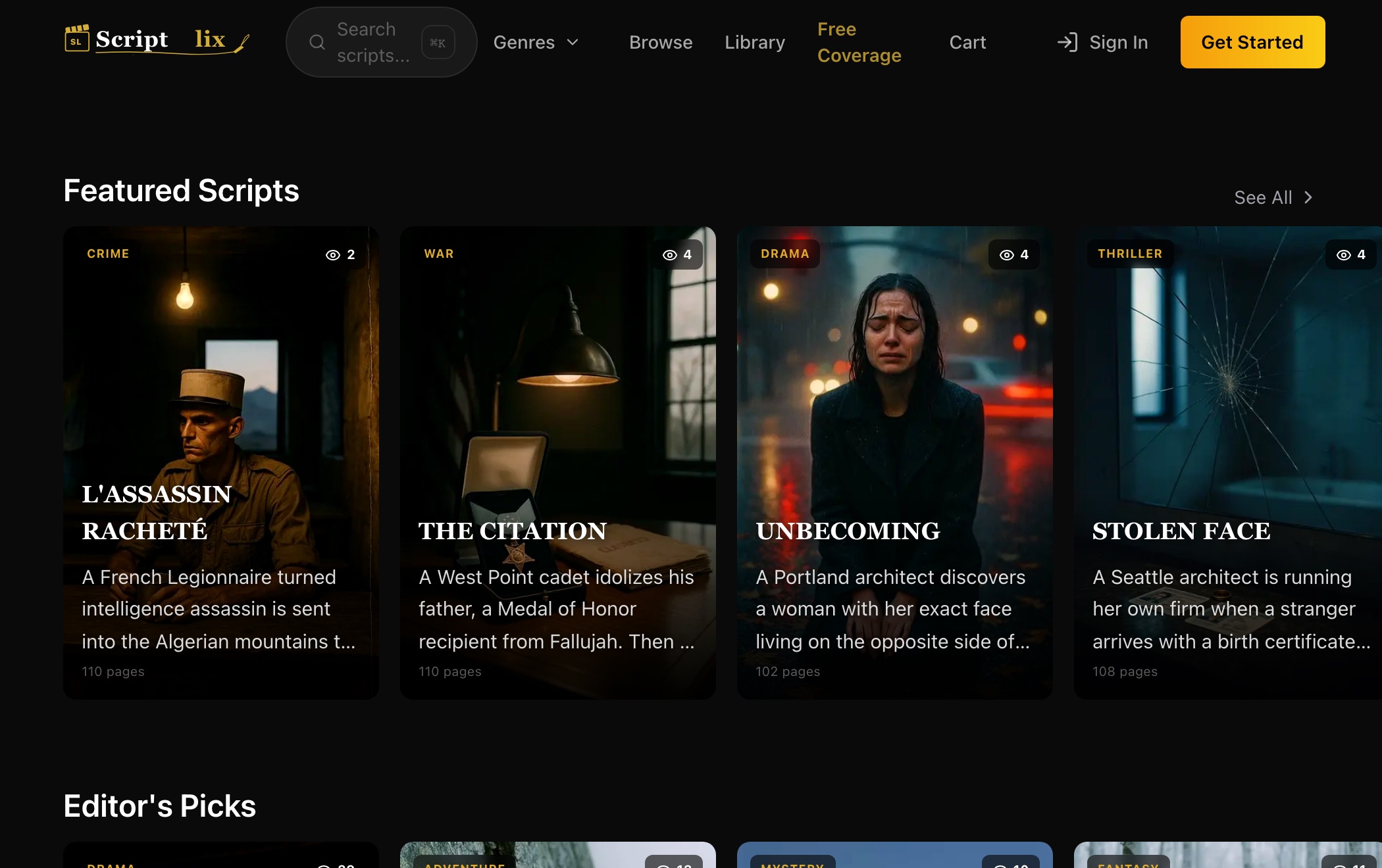 ScriptLix — A marketplace for production-ready screenplays
